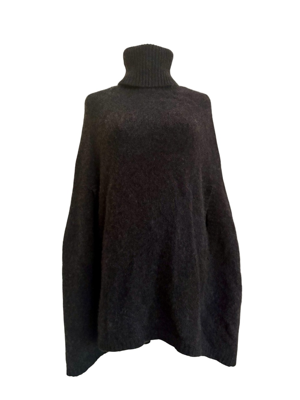 Ann Mashburn Poncho Cape 100% Cashmere Grey Size Medium/Large